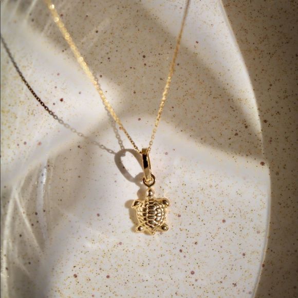turtle 14k solid gold pendant perfect gift turtle real gold charm - Picture 3 of 5